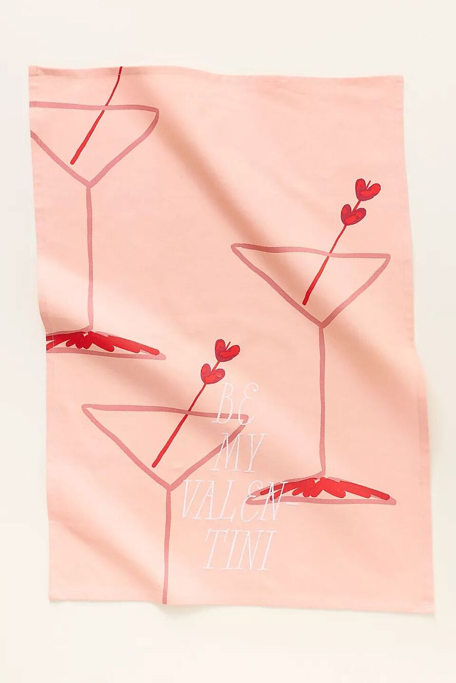 NWT Anthropologie Embroidered Be My Valentini Dish Towel